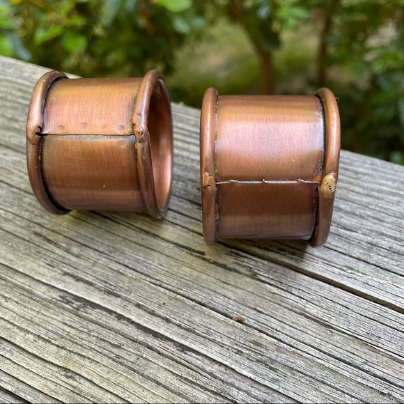Pottery Barn Rustic Napkin Rings Antiqued Copper - Picture 2 of 11